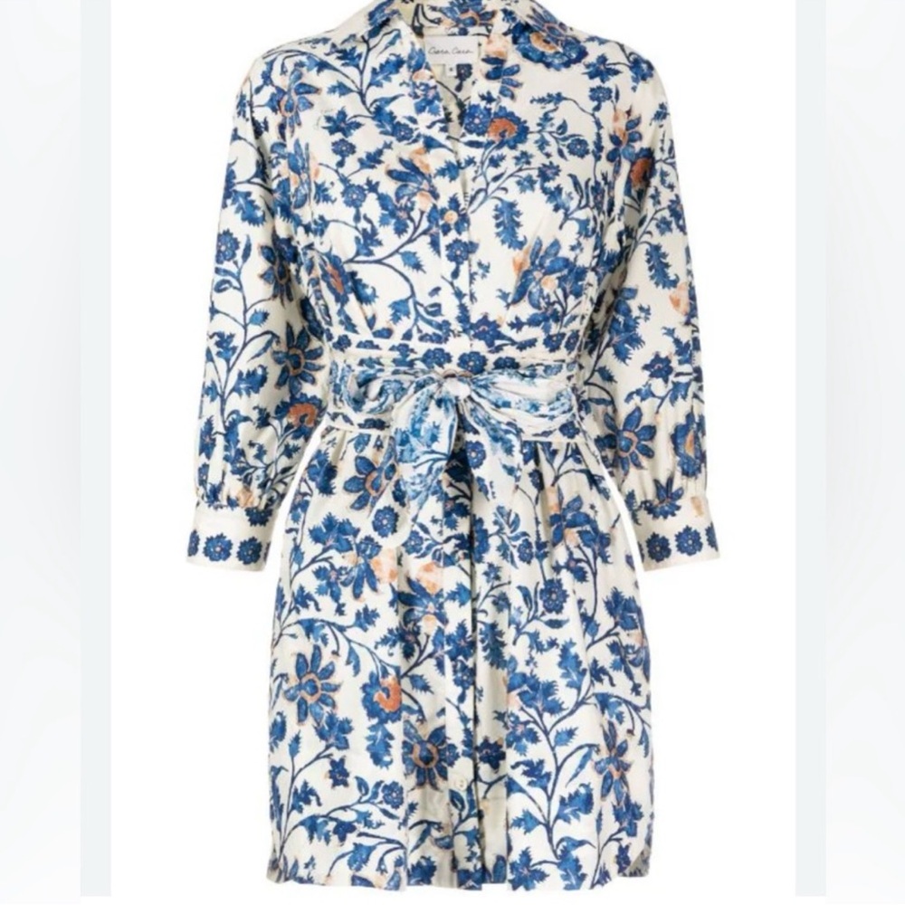 Cara Cara Blue Floral Button-Front Shirt Dress